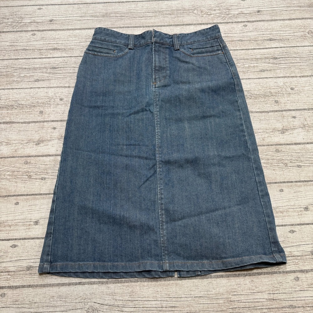 Vintage Gap Jeans Skirt Women's 6 Blue Denim Stretch Straight Back Slit Classic